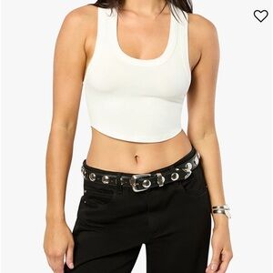 New WeWoreWhat Tan Sleeveless Crop Tank Top Scoop neckline Size XS